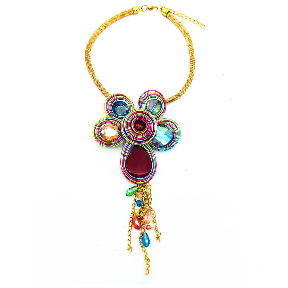 Planderful Savanna Rhythms Necklace Set – Handmade Glass and Alloy Design