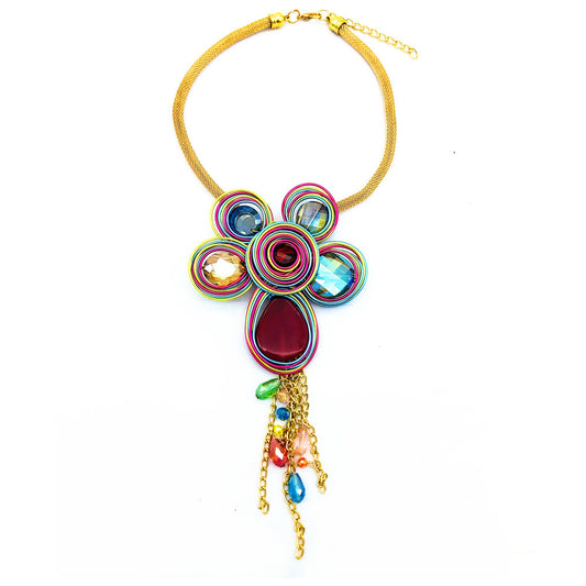 Planderful Savanna Rhythms Necklace Set – Handmade Glass and Alloy Design