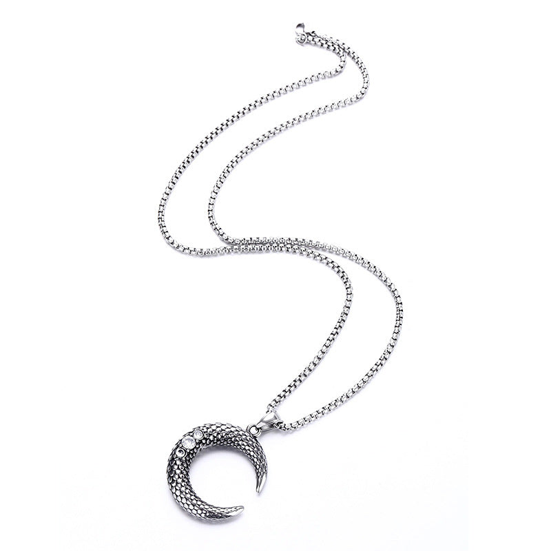 Punk Moon Stainless Steel Men's Pendant Necklace