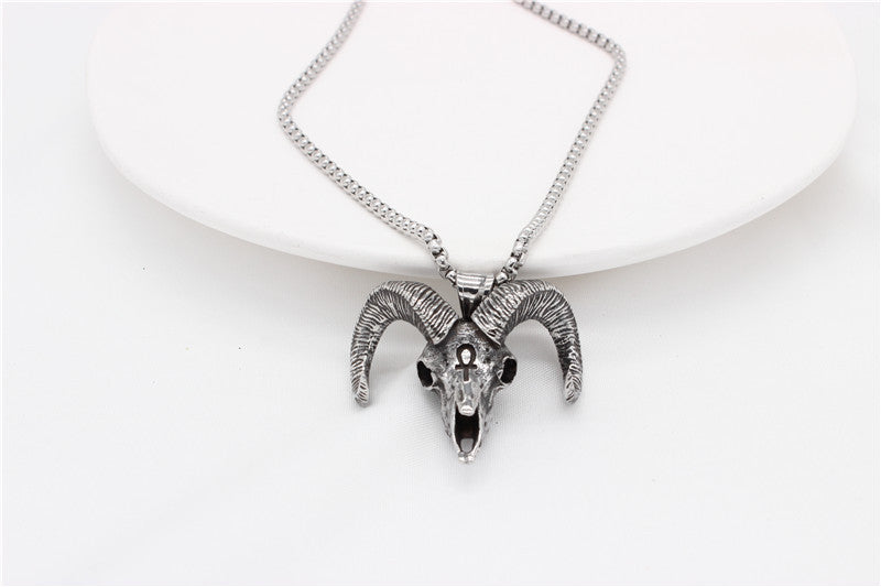 Planderful Anubis Pendant Titanium Steel, Personalized Retro Devil Goat Head, Unisex Protection Jewelry for Men