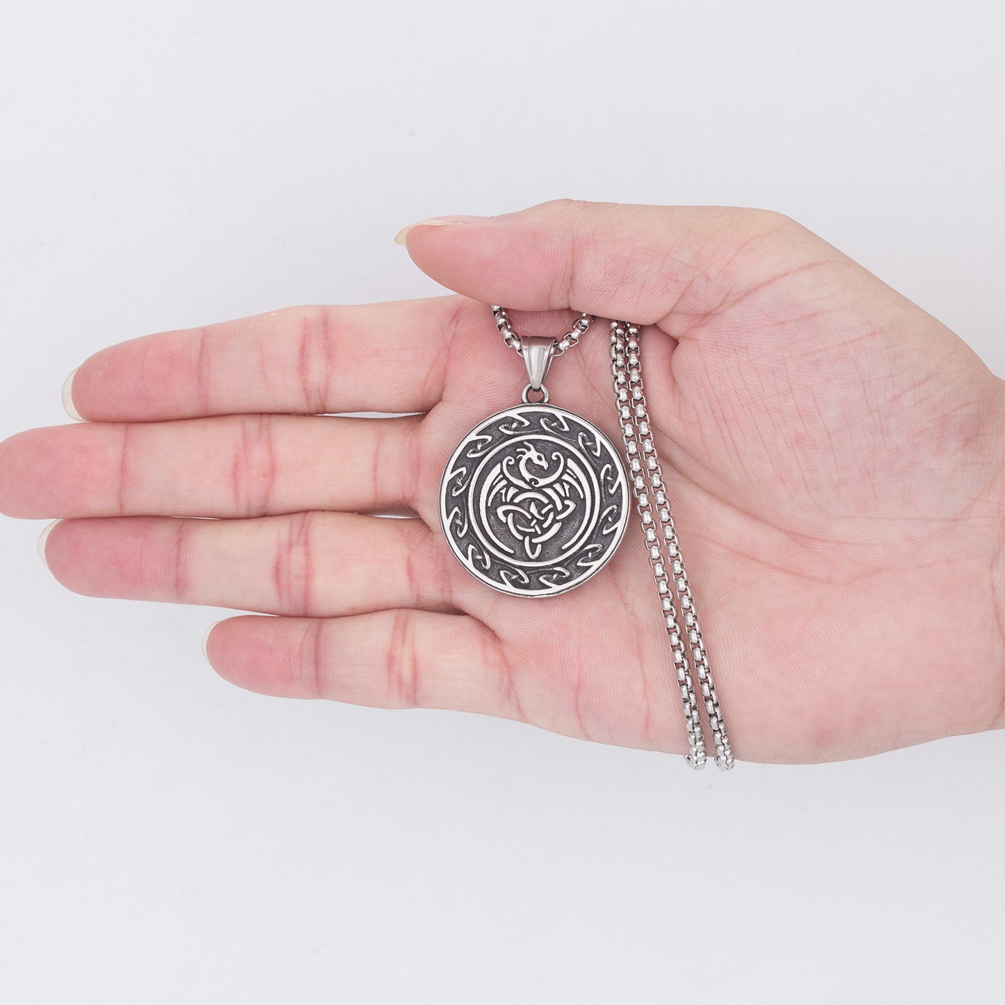 Steel Necklace - Elegant Celtic Dragon Pendant For Men Everyday Wear Gift Idea For Him