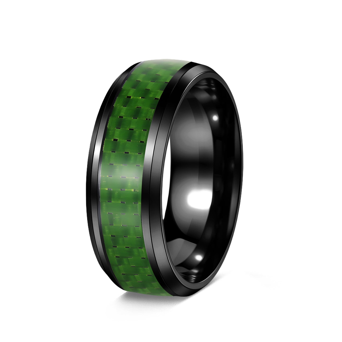Planderful Everyday Genie Titanium Steel Ring For Men Unisex 8mm Blue Carbon Fiber Inverted Edge
