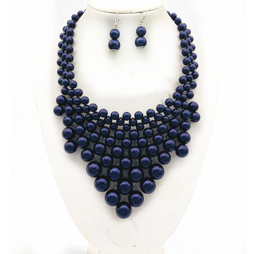 Elegant Triangle Tassel Necklace Set in Imitation Pearl with Minimalist Style