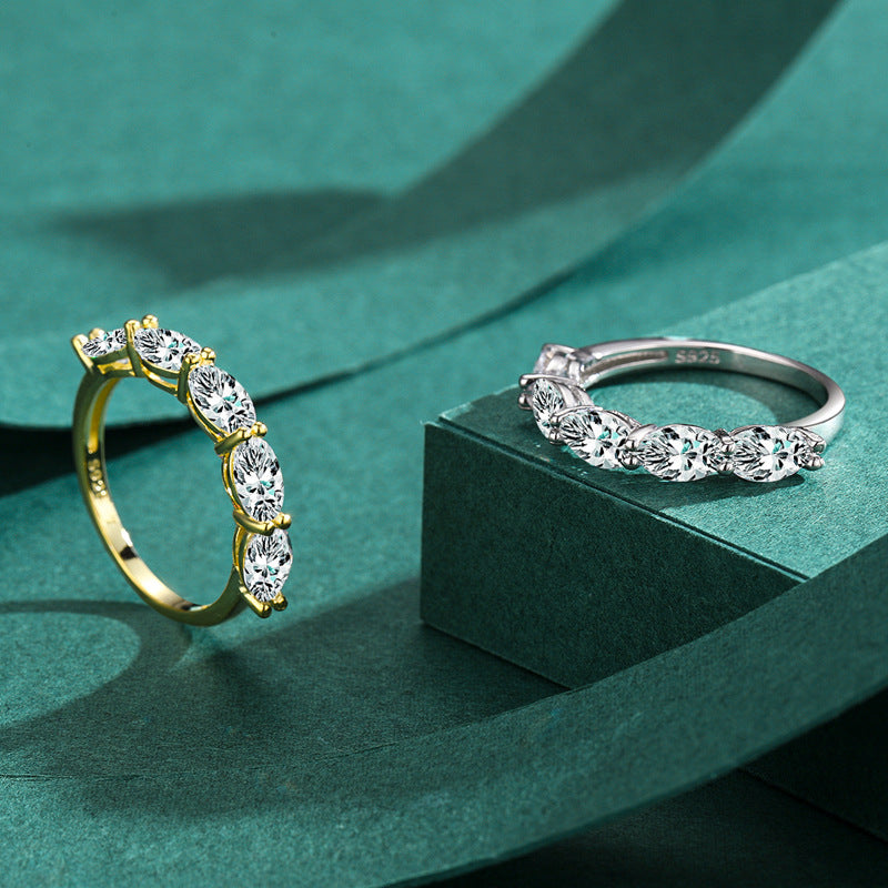 S925 Sterling Silver Zircon Engagement Ring