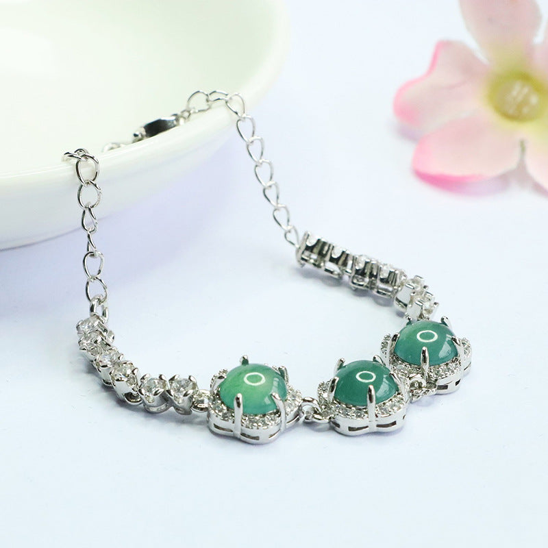 Blue Water Jadeite Summer Blossom Bracelet