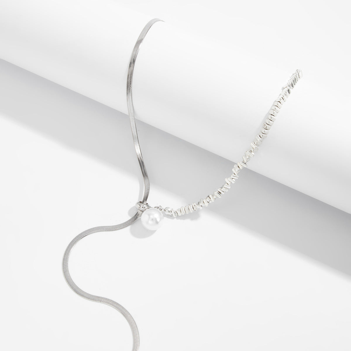 Adjustable Pearl & Snake Chain Necklace