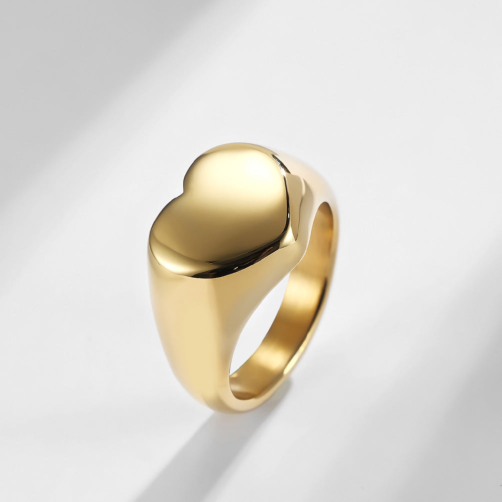 European and American Wind Stainless Steel 18K Gold Love Ring