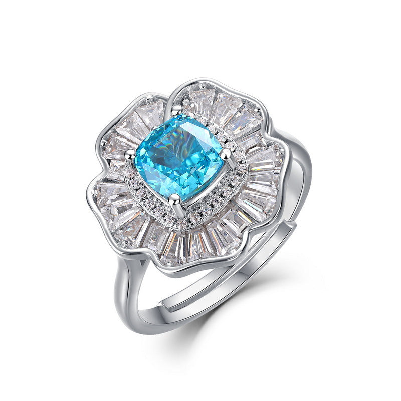 S925 Sterling Silver High-Carbon Stone Flower Jewelry Collection