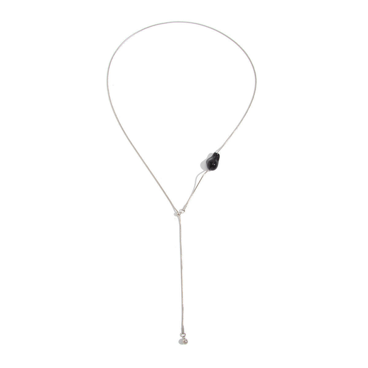 Y-Shaped Baroque Colored Pearl Necklace Stainless Steel Adjustable Fine Snake Bone Chain