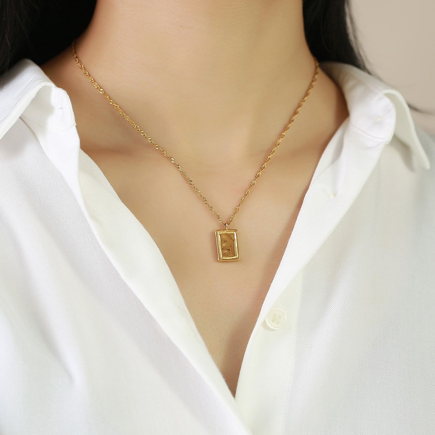 Stainless Steel 18K Gold Geometric Irregular Necklace Jewelry