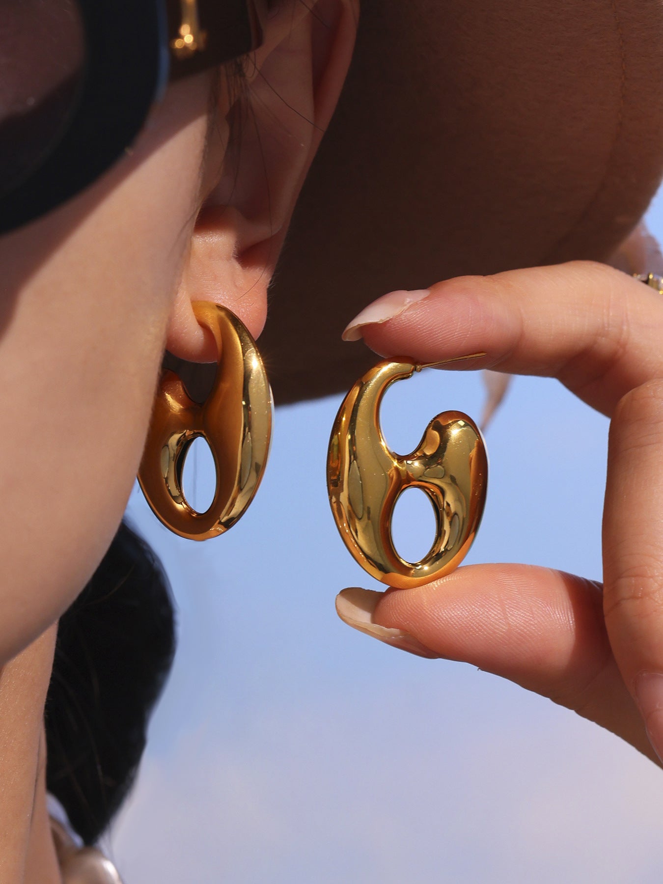 Planderful Coffee Bean Earrings Stylish 18K Gold for Women