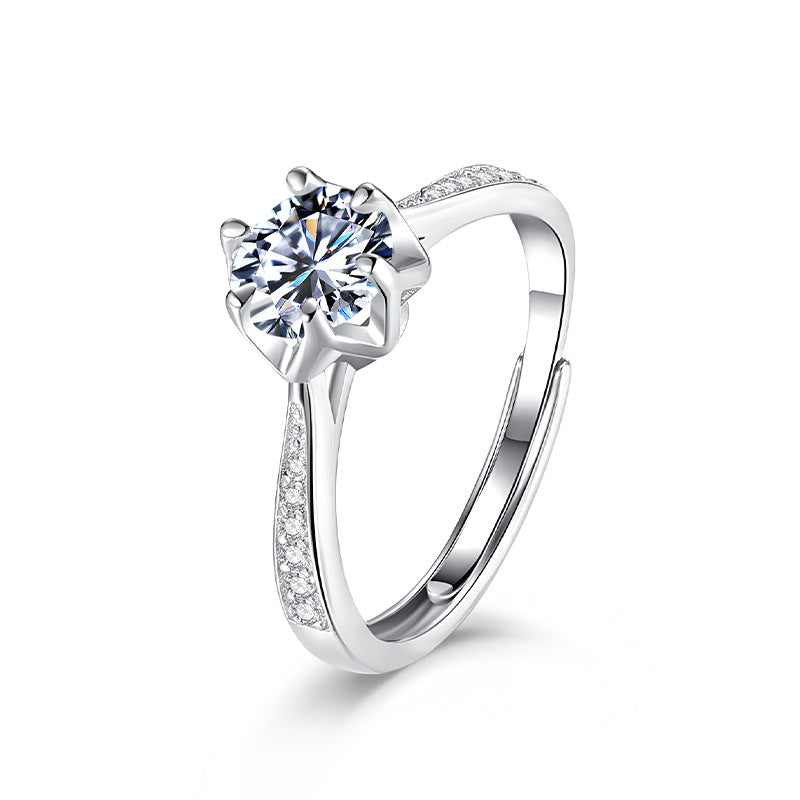 Six-Prong S925 Sterling Silver Ring