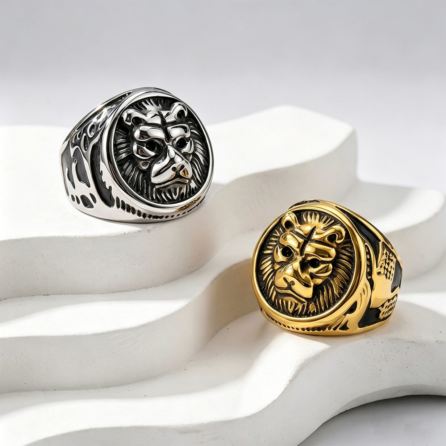 Lion Head Ring For Men And Unisex Stainless Steel Wide Band Bold Hip Hop Style By Planderful