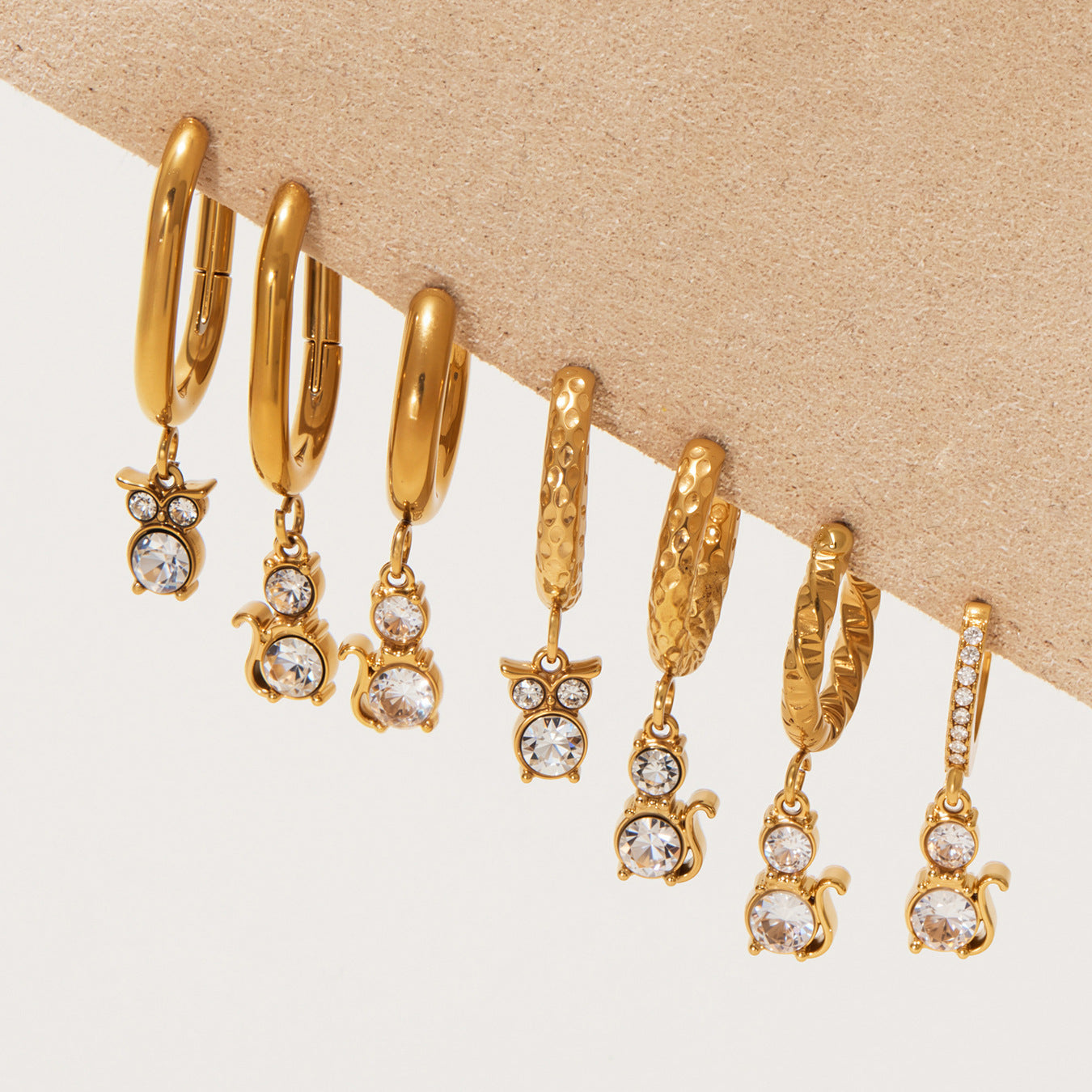 Planderful Zircon Kitten Pendant Earrings for Cat Lovers