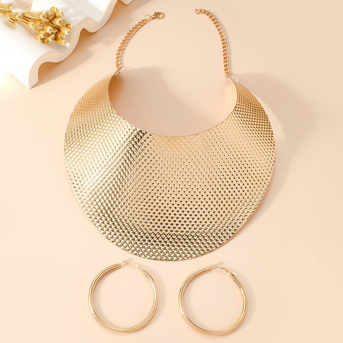 Planderful Savanna Rhythms Necklace and Earrings Set – Bold Geometric Design