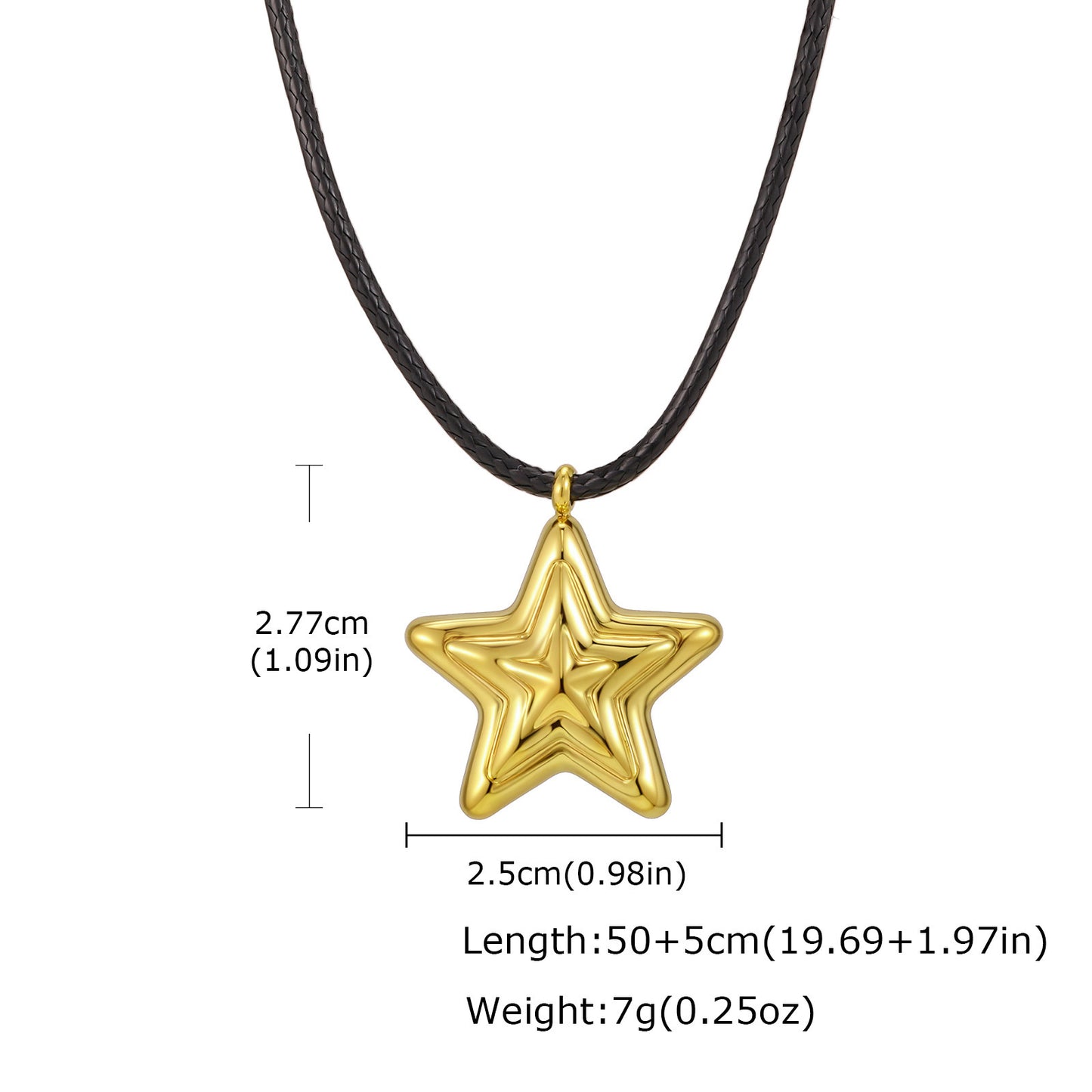 Stainless Steel Geometric Hollow Pendant Star Conch Small Flower Wax Rope Necklace