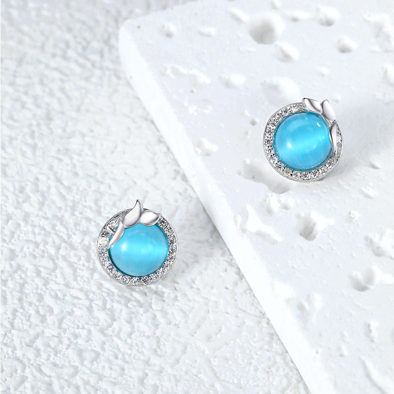 Vintage Blue 925 Sterling Silver Earrings