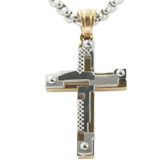 Personalized Retro Titanium Steel Cross Pendant Necklace for Men - Trendy Stainless Steel Design
