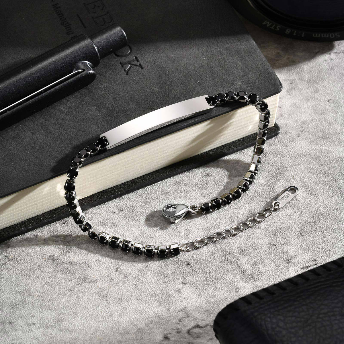 Zircon Black Stainless Steel Bracelet