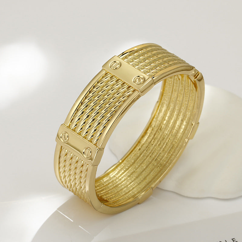 Joker Lock Wide Design Gold Bracelet - Vienna Verve Collection