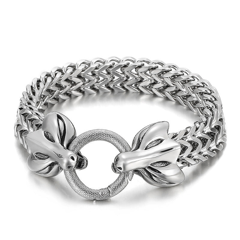Retro Animal Head Woven Stainless Steel Men's Bracelet from Planderful Collection
