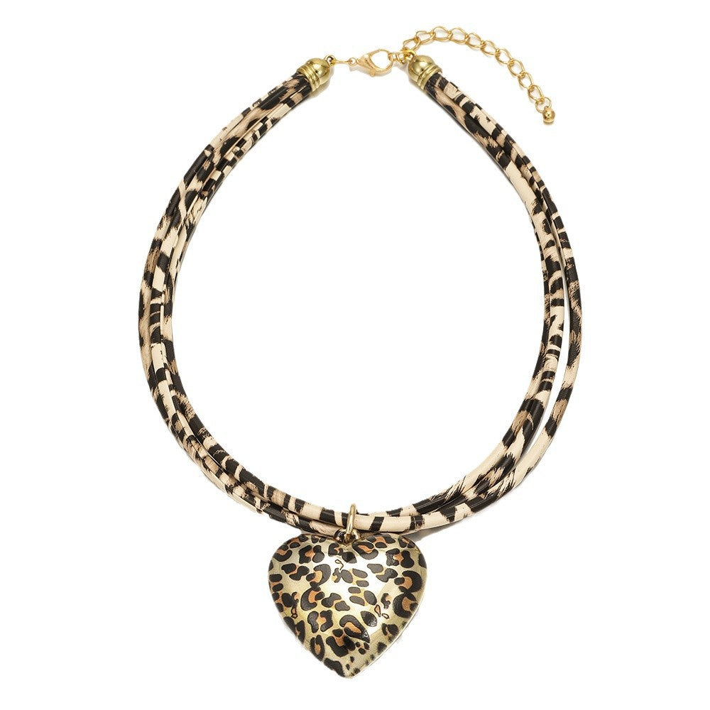 Planderful Savanna Rhythms Leopard Print Leather Rope Necklace – Unique Fashion Statement