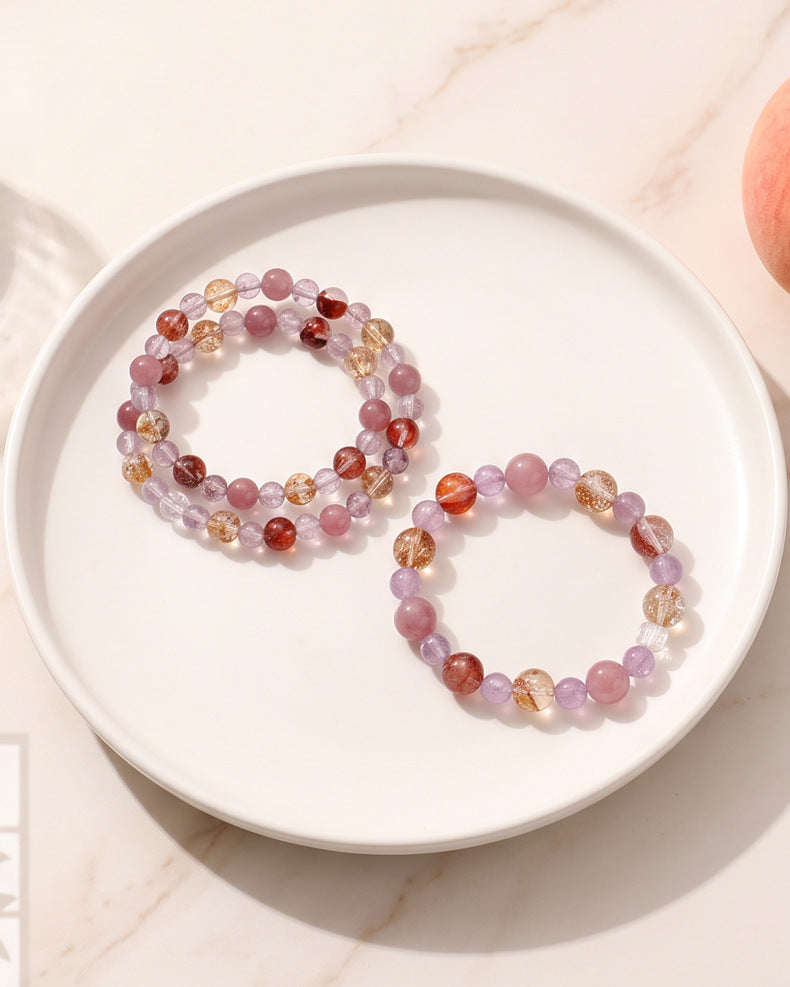 Amethyst Rose Quartz Crystal Horse Bracelet