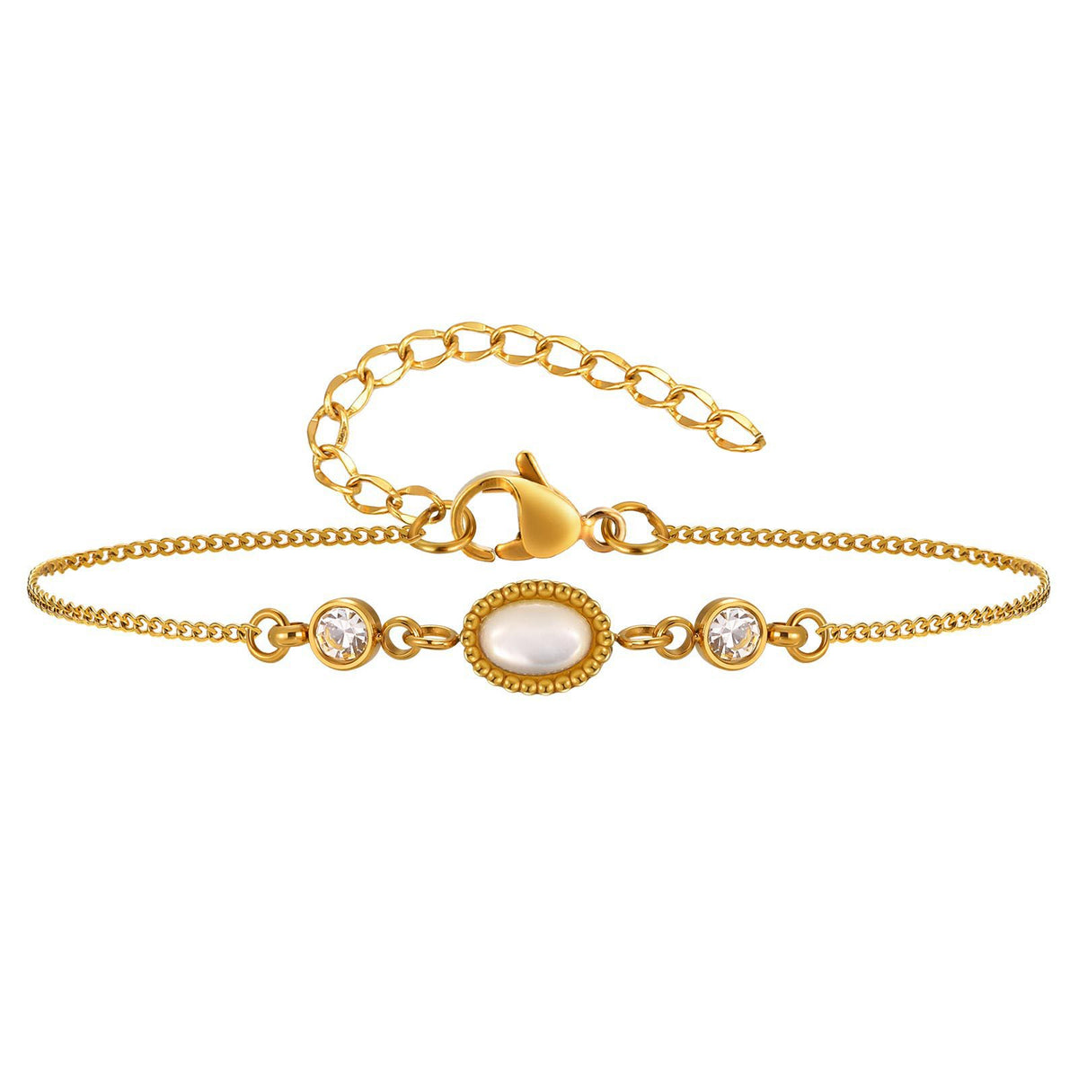 Shell Zircon Geometric Stainless Steel Bracelet for Women