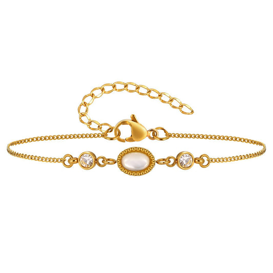 Shell Zircon Geometric Stainless Steel Bracelet for Women