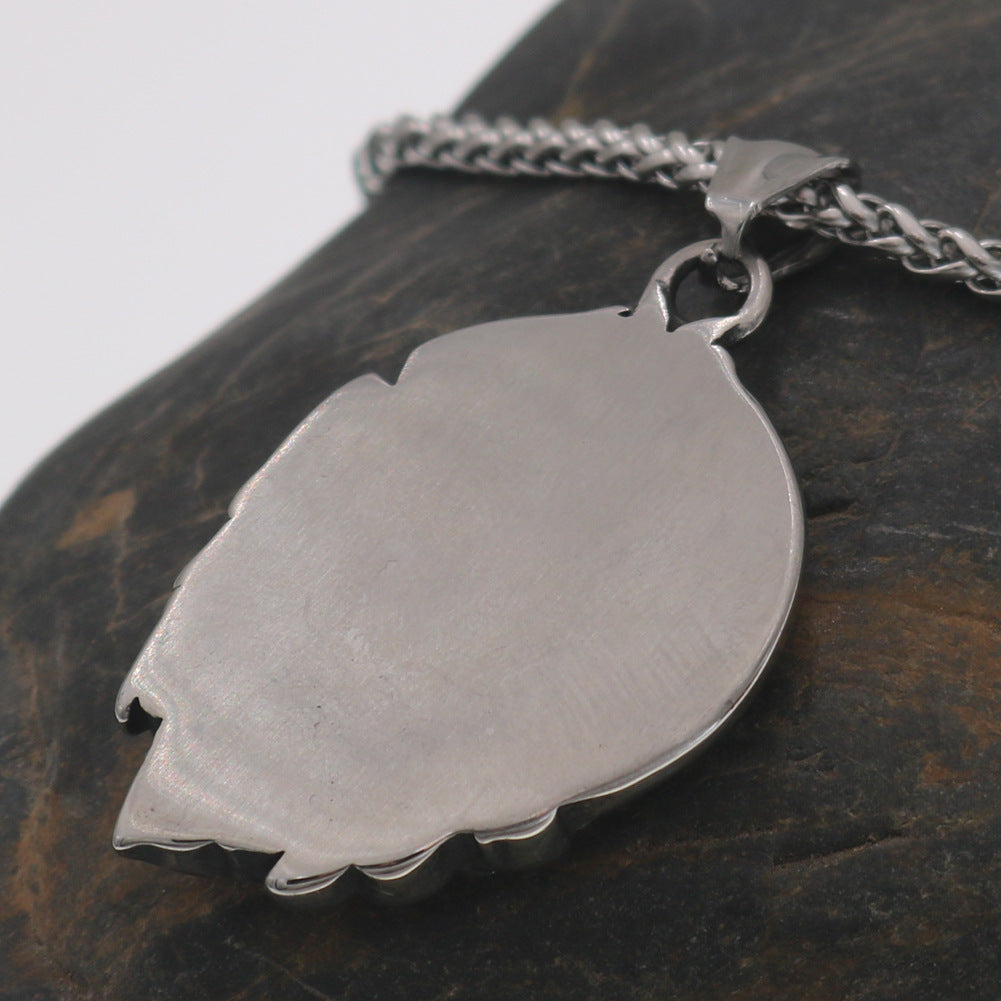 Nordic Myth Rune Necklace with Viking Odin Wolf Head Pendant for Men