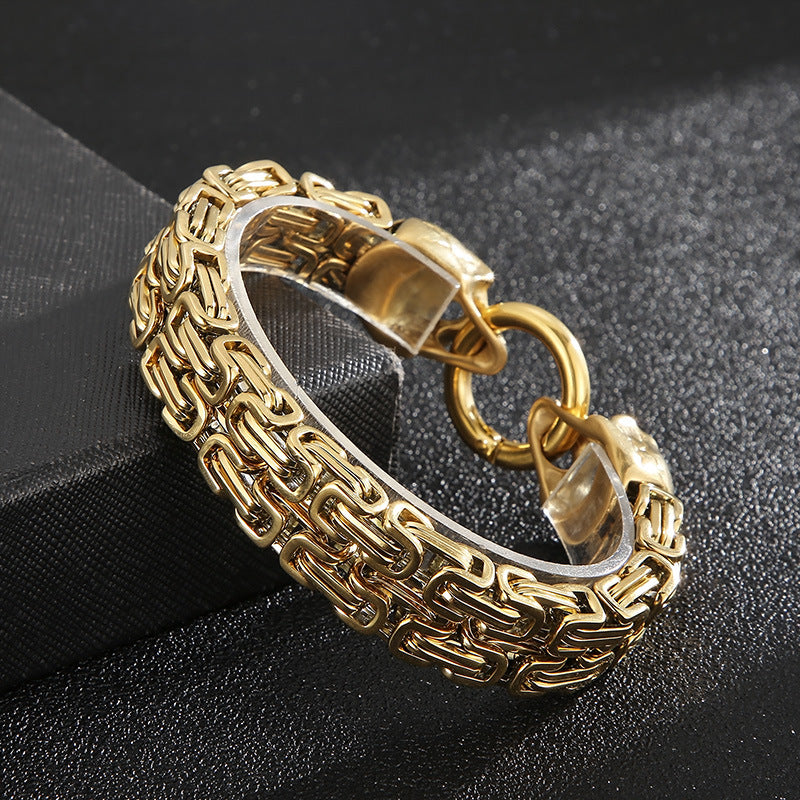 Ghost Head – Vacuum Electroplated Double-Layer Emperor Chain Pattern Skull Titanium Steel Bracelet