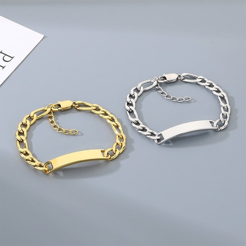 Minimalist Commuter Stainless Steel Cuban Chain Unisex Glossy Bracelet