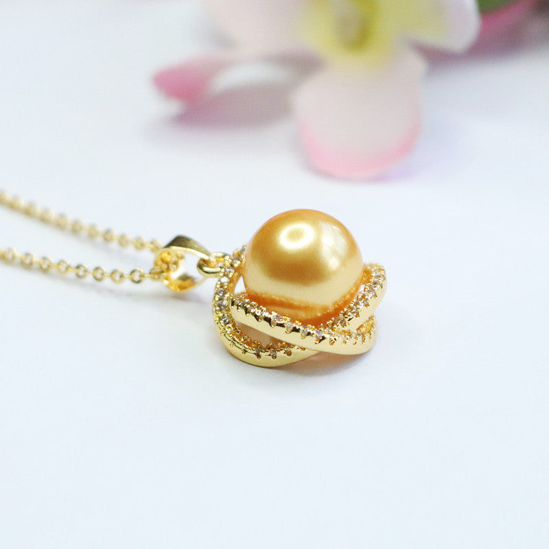 Champagne Shell Pearl Nest Pendant — No Chain