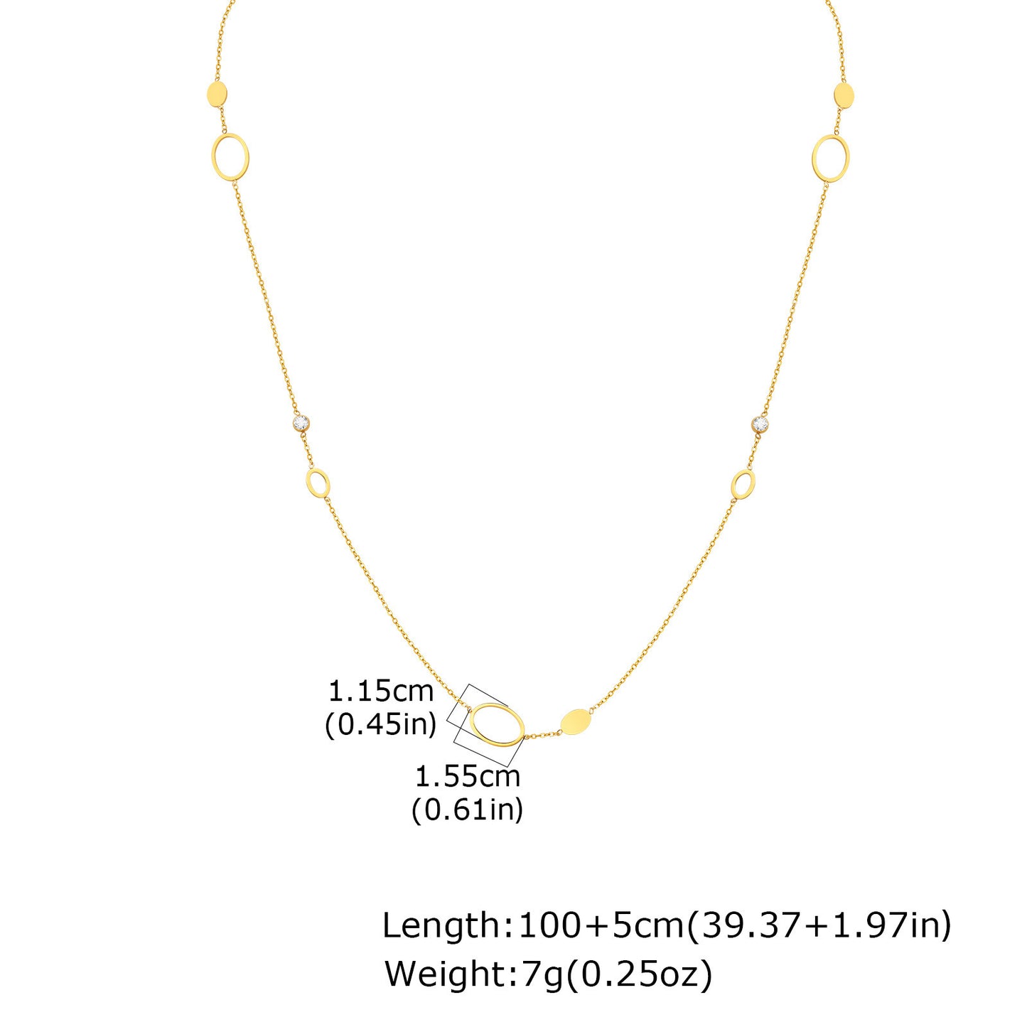 Stainless Steel Autumn & Winter & Double-Layer Imitation Pearl Round Zirconium Necklace