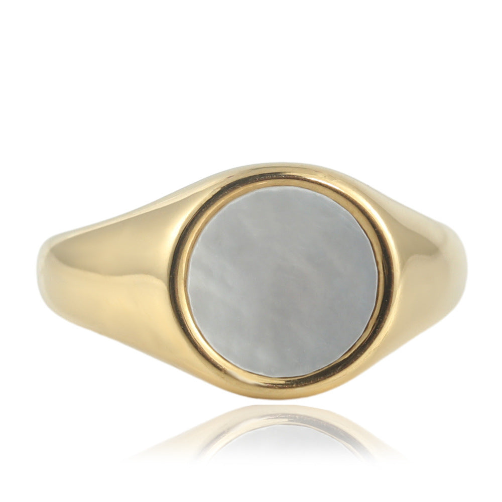 Men's Retro Black Round Ring in Titanium Steel - European and American Style