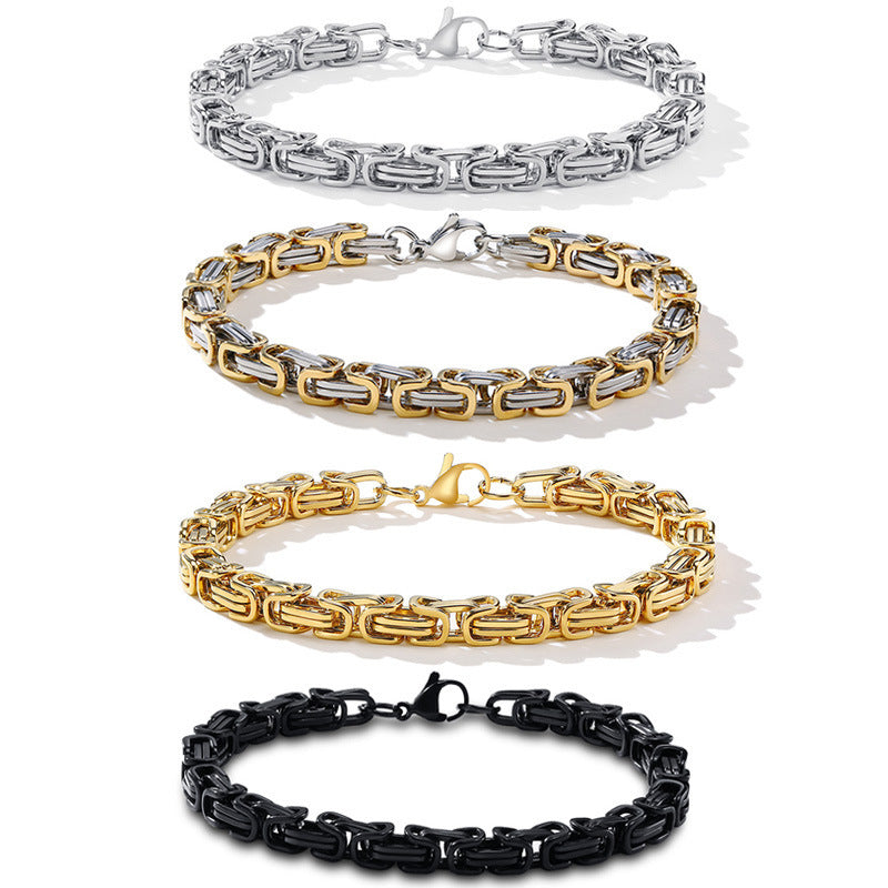 Square Byzantine Gold Foreign Stainless Steel Bracelet for Men