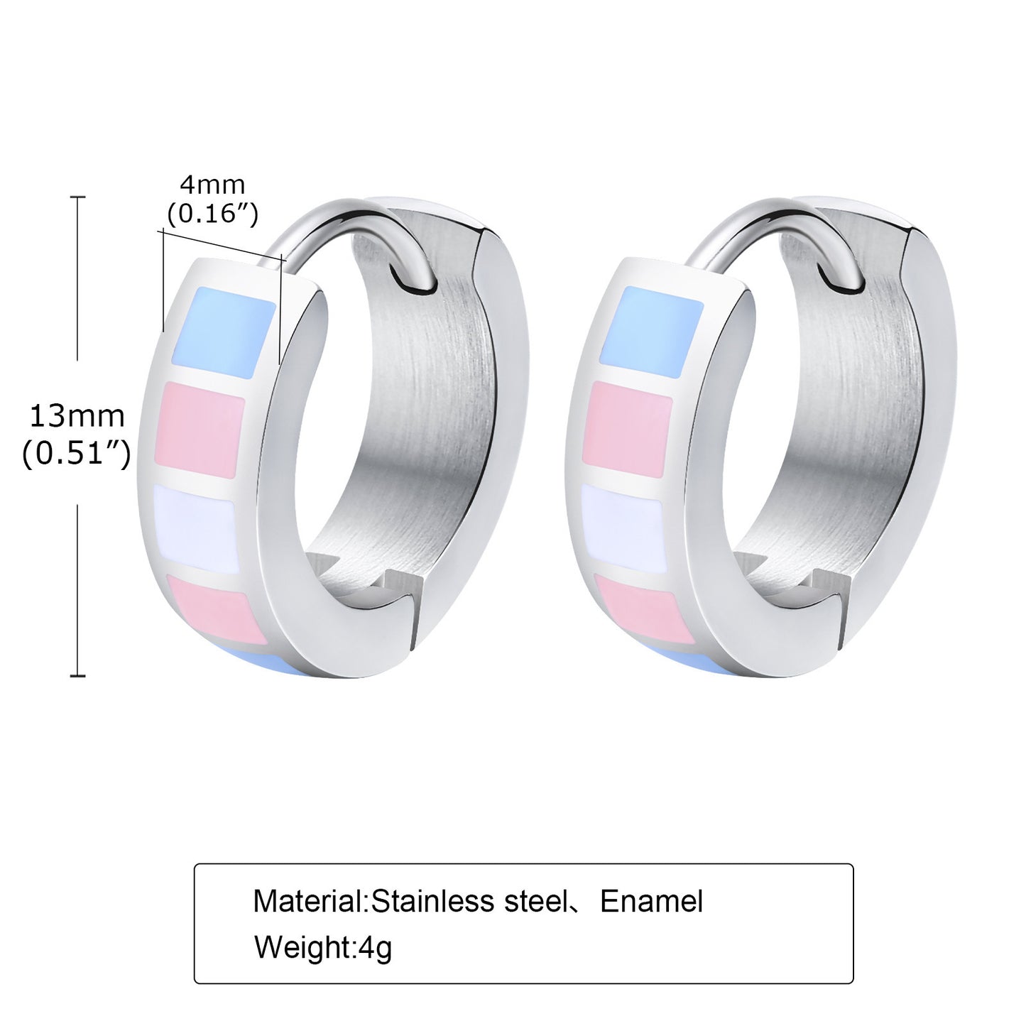 Planderful Unisex Stainless Steel Colorful Earrings