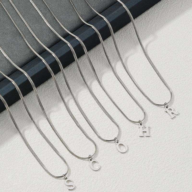 French Elegant 26-Letter Pendant Necklace with Minimalist Design for Women's Chic and Delicate Weave Chain, Choker, Neckpiece