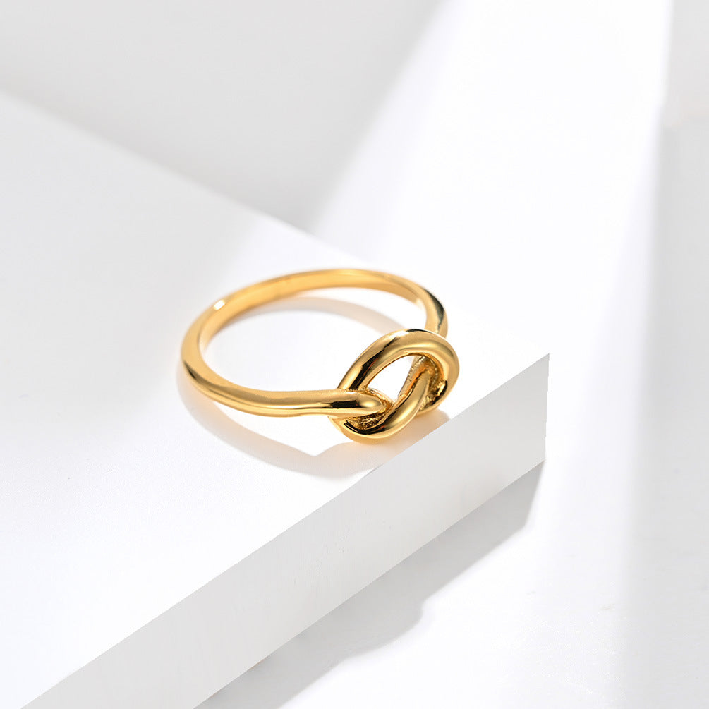 Steel Ring - Elegant Love Knot Stainless Steel Band For Proposals And Everyday Wear