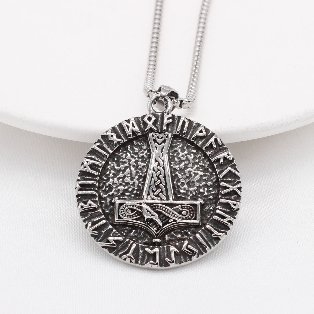 Viking Hammer Pendant Mjolnir Titanium Steel Necklace For Men Unisex Protection Statement Planderful