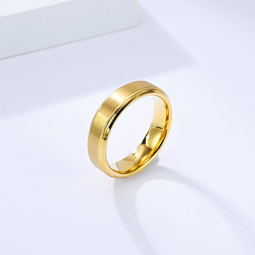 Planderful Tungsten Ring Gold Plated Unisex Minimal Band For Couples Mens Womens Jewelry