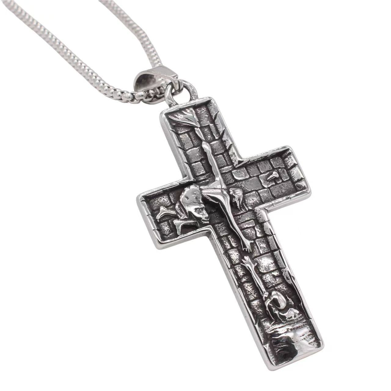 Planderful Cross Pendant Titanium Steel Unisex Durable Retro European American Style