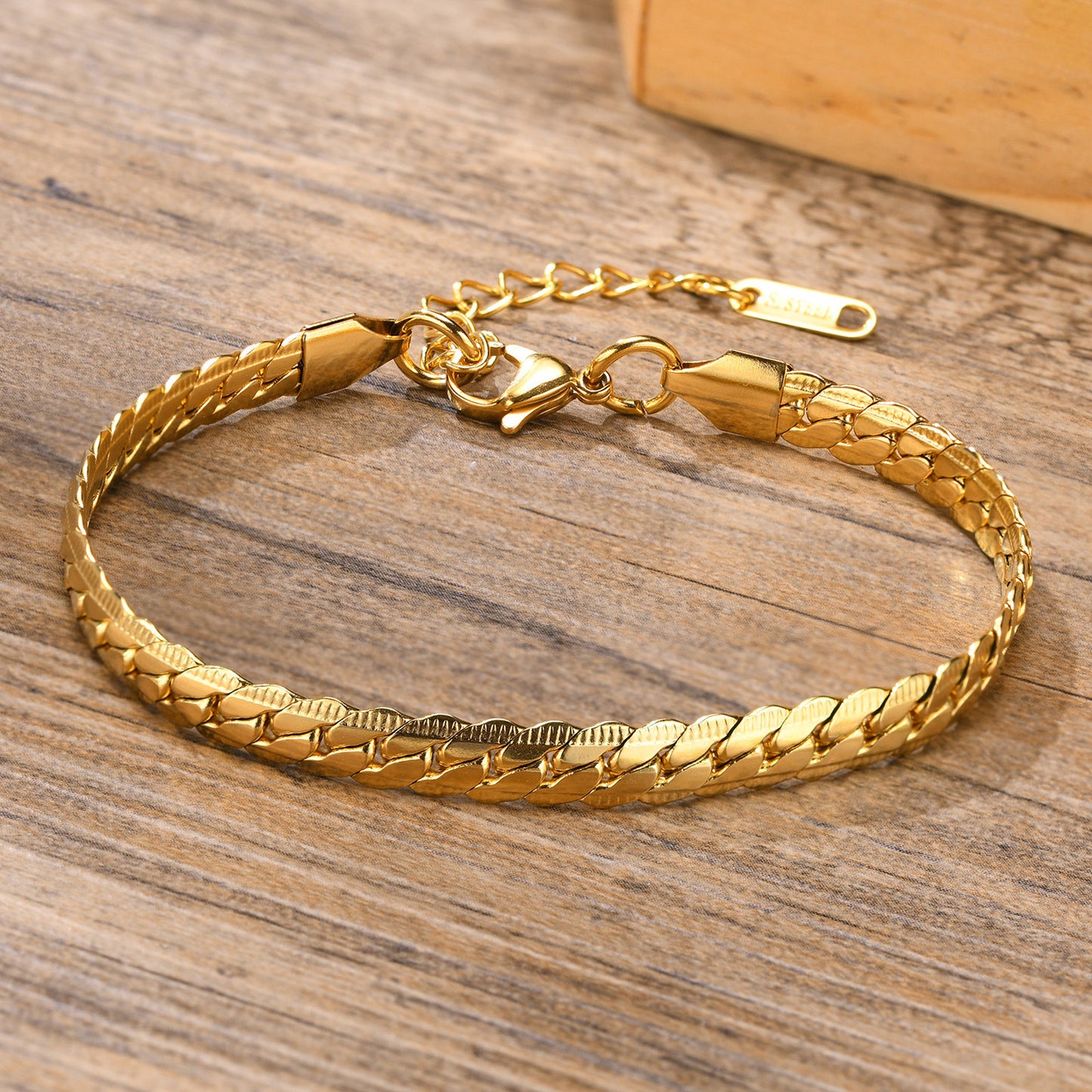 Stainless Steel NK Chain Bracelet Gold Men's 6mm Jewelry