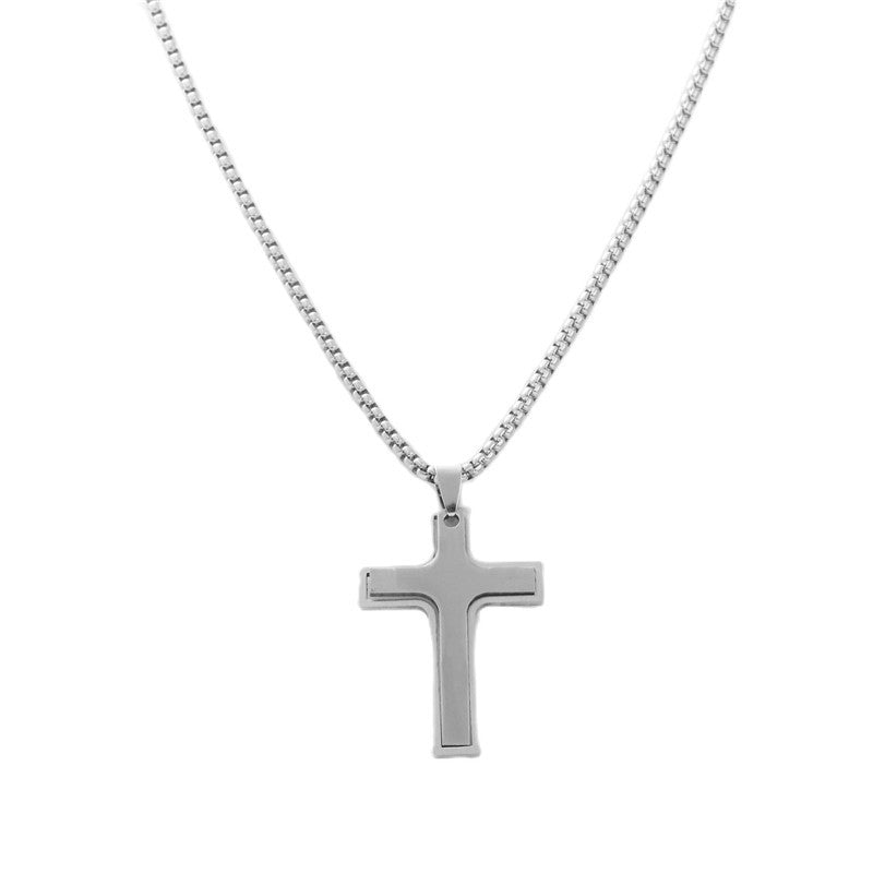 Personalized Retro Titanium Steel Cross Pendant Necklace for Men - Trendy Stainless Steel Design