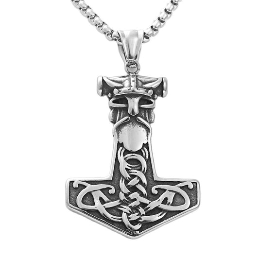 Titanium Steel Viking Raytheon Hammer Pendant Necklace - Trendy Punk Jewelry for Men