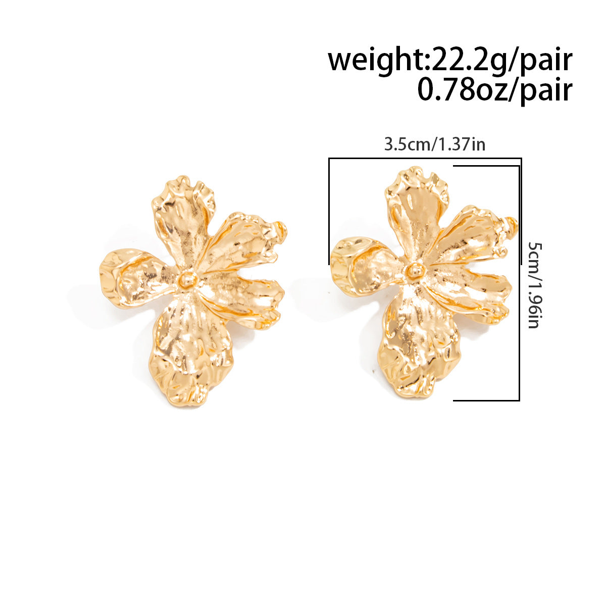 Planderful Vienna Verve 3D Metal Flower Stud Earrings For Women Premium Retro Statement Jewelry