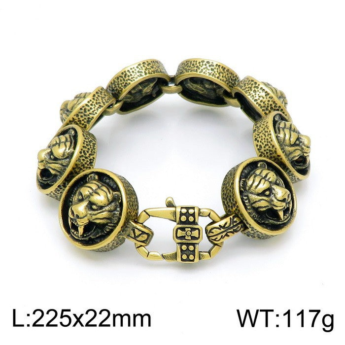 Planderful Zodiac Tiger Head Retro Titanium Bracelet Men
