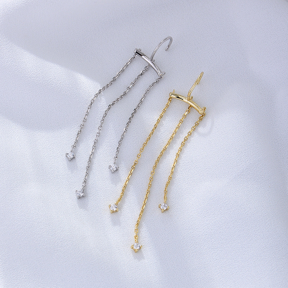 Style Long Earrings S925 Sterling Silver Chain Fringed Earrings High Quality