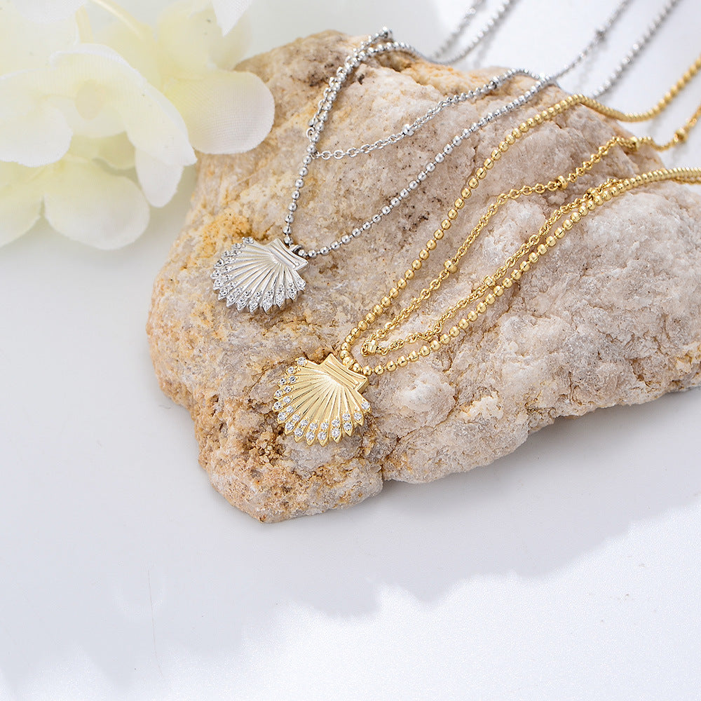 Hot Selling Foot Summer S925 Sterling Silver Shell Inlaid Zircon Anklet Girl Bracelet