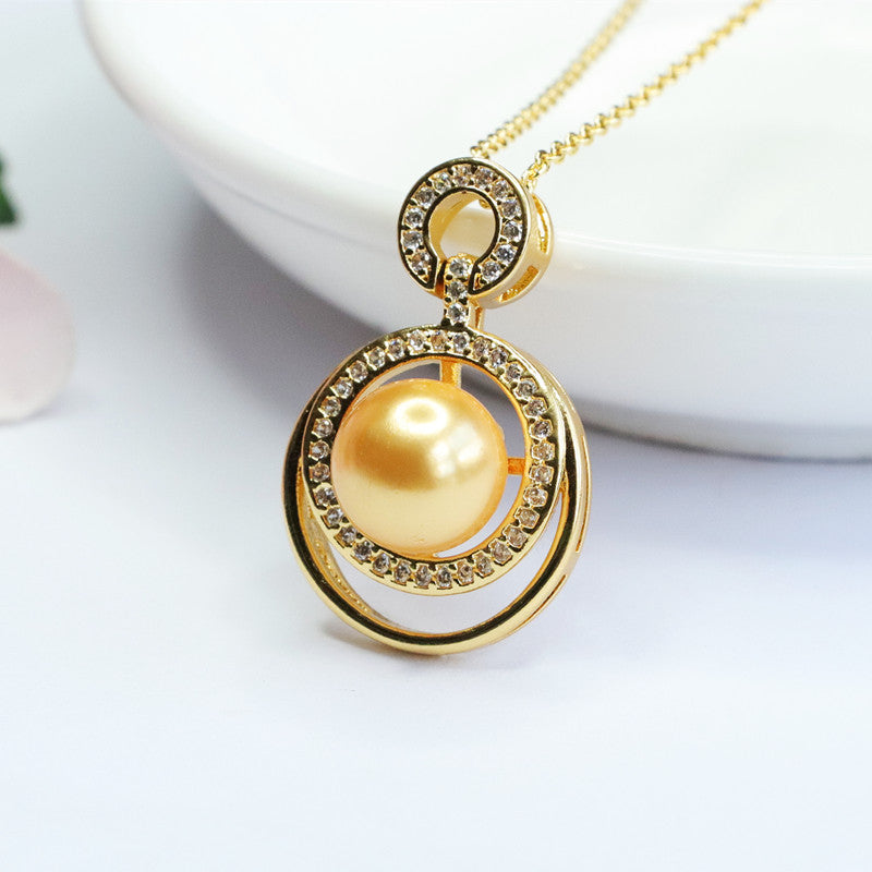 Champagne Shell Pearl Openwork Pendant — No Chain